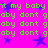 Bright pink background with repeating green text and blue star shapes in a static pattern.