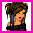 A two-frame contact sheet of a pixel art buddy icon showing a character with dreadlocks and text that reads "What? Im not goth!" on the second frame.