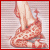 Pixelated image of a foot stepping on a pile of poop with a small cross, text "naughty" appears in different positions across frames.