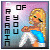 Pixelated icon of a blonde woman in blue top and white pants sitting with knees up, against gradient background with vertical text "DREAM OF YOU".