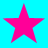 Four pink stars on a cyan background, arranged in two of two with slight variations in star size and position