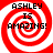 Red and white spiral pattern with black text reading "ASHLEY IS AMAZING!" in four quadrants.