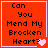 Red square icon with black text "Can You Mend My Brocken Heart?" and a pink heart symbol, showing animation changes in heart position and color across frames.