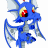 A pixelated blue dragon with white wings and red eyes on a white background, next to green text reading 'Original Icons .com' on a dark green background.