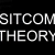 Pixelated white text on black background reads 'SITCOM THEORY' in two lines with visible dithering and blocky rendering.