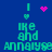 Pixelated blue background with green text and pink heart/particle symbols in a repeating pattern.