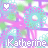 Animated pattern of repeating 'Katherine' text with alternating pink and white lettering, small hearts above each name, over a pixelated background of green, purple, and blue shapes.