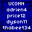 Blue background with black crack-like patterns and white pixelated text listing names and numbers in two vertical