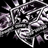 Pixelated abstract pattern with interwoven white and purple shapes on black background, no discernible figures or text.