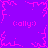 Purple background with pink pixelated snowflake-like patterns and four instances of the text (ally:) in pink pixelated font.
