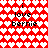 Red background with white heart pattern and black text reading "i love bernie" in two mirrored sections.