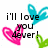 Pixelated icon with text and heart symbols on white background, showing animated text changes.