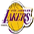A pixelated yellow basketball with purple text 'LAKERS' overlaid, set against a white background.