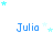 Blue text 'Julia' repeated across a white background with scattered light blue and cyan stars in various positions.