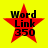 Red star with black text "Word Link 350" on yellow background, four identical static icons arranged in a