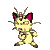 Pixelated character with pink ears and brown accents performs sequential actions including kicking, punching, closing eyes, and holding a small object against gray background.