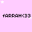 A static image with a light pink background featuring scattered white stars and repeated black text 'fARRAH<33' in a pattern