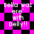 Pixelated text 'Bella waz ere' with 'with Delly!!' on a black and pink checkered background, transitioning to a diamond pattern.