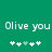 Green background with white pixelated text "Olive you" repeated twice, each followed by a of five star-like symbols where the third symbol is light green