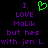 Pixelated text in purple and green on black background with a heart symbol replacing 'love' in the phrase.