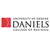 A static pixelated icon features a red square with a white arrow pointing right, adjacent to the word 'DANIELS' in gray block letters on a white background.
