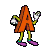 A contact sheet of 14 animated frames showing a cartoon letter A character in various poses and colors against a gray background.