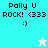 Pixelated text 'Pally U ROCK! <333 :)' appears on two background colors with a star icon changing color between frames.