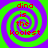 Four identical spiral patterns with green and purple swirls, each containing red text reading 'dino is the koollest' in a pixelated font.
