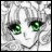 A 48x48 pixel buddy icon featuring a stylized anime character with white hair and green eyes on the left, paired with text reading "Anime IM" and "COM" on a black background to the right.