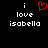 A black background displays white text reading "i love isabella" with a red pixelated heart replacing the word "love" in the left view.