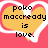 Pixelated text inside yellow hearts on pink background with gray rectangle in bottom-right corner.