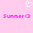Pixelated pink background with white heart symbol above two identical lines of magenta text reading 'Summer<3'.