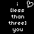 Pixelated black background with white text and a heart symbol; text reads 'i [less than three] you' with a heart replacing the word 'love'.