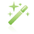 Green pixelated magic wand with four small star shapes floating around it on a gray background.