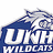 Pixelated graphic with blue and white 'UNH WILDCATS' text, a wildcat head logo, vertical 'U N H' letters, and 'All The Way!!!!!' in black pixel font on cream background.