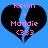 Two identical pixelated heart icons with blue background, pink text reading 'Kevin + Maddie <333', and black broken heart shapes.