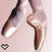 Animated sequence of a ballerina's feet in pointe shoes performing ballet movements with text changing from 'YD' to 'YDANCE' and back.