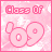 Pink 'Class Of 09' icon with white star patterns and a small pink heart on the left side of the number.