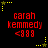 Red text 'carah kemmedy <888' on black background with yellow star corner decorations, animated star positions shift across frames.