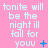 Pink background with repeated light blue text "tonite will be the night ill fall for youu" and small blue symbols changing across frames.