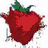 A red heart-shaped strawberry with green leaves on top, displayed against a white background.