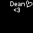 Pixelated text 'Dean' with a heart symbol and '<3' below it on black background, two versions side-by-side.