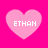 Four pink heart shapes on a bright pink background, each containing the text 'ETHAN' in white pixelated font.