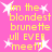 A static image with a bright pink background displays yellow pixelated text reading "im the blondest brunette ull EVER meet!" surrounded by white starburst shapes.
