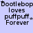 four and four displays repeated text "Dootlebop loves puffpuff Forever" with varying star placements on a light purple background