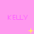 Pink background with repeated 'KELLY' text and yellow star-like symbols in a pattern