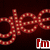 Red pixelated text 'glee' repeated in a pattern with 'I'm' and 'Gleek' text elements on a dark background.