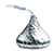 A silver Hershey's Kiss-shaped icon with a blue ribbon, displayed in a of six identical copies on a white background
