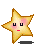 Pixelated star-shaped icon with yellow-orange gradient, brown outline, and pink blush on cheeks; three distinct facial expressions shown in sequence.