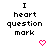 Pixelated text "I heart question mark" with animated pink heart symbols in a